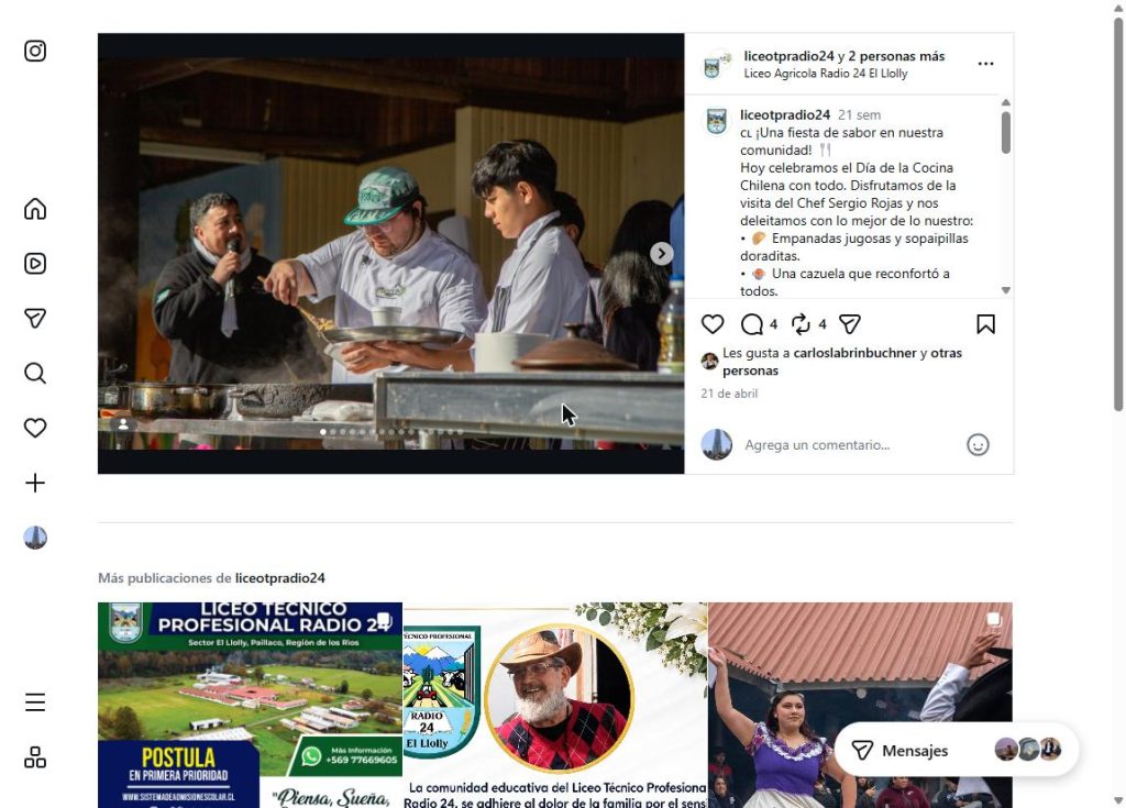 Día de la cocina chilena Liceo TP Radio 24, Paillaco