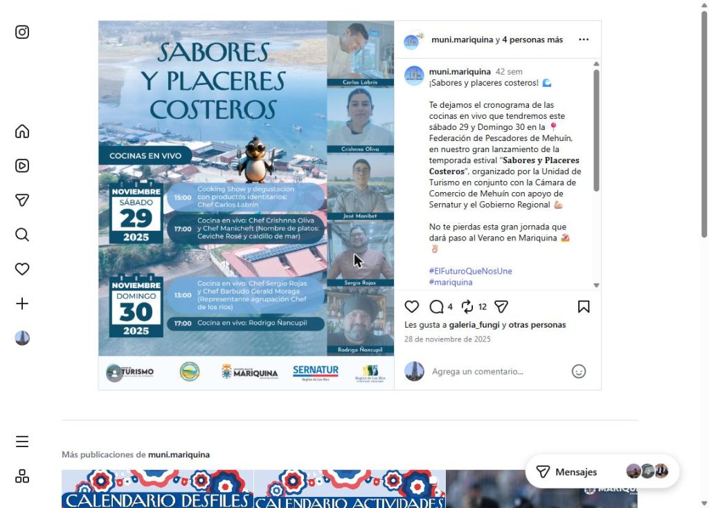 Cocina en Vivo en Sabores y Placeres costeros – Caleta de Mehuin