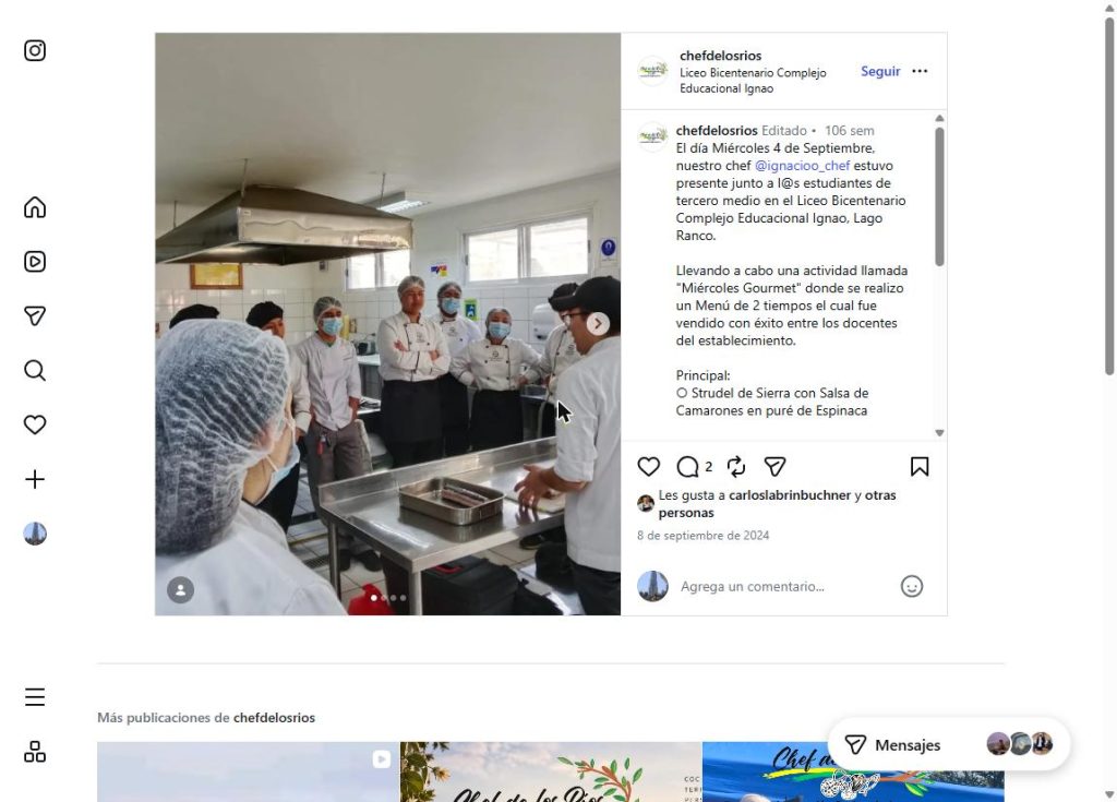 Intervención en Restaurante Escuela del Liceo Bicentenario complejo educacional Ignao – 2024